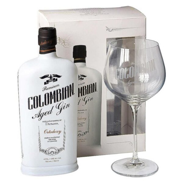 DICTADOR Columbian White gin + díszdoboz. pohár (0.7l - 43%)