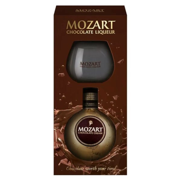 MOZART Chocolate Cream likőr + díszdoboz. pohár (0.5l - 17%)